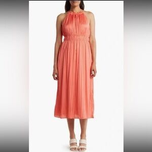 Anne Klein Womens Wedding Guest Midi Pleated Halter Dress Size 14 NWT